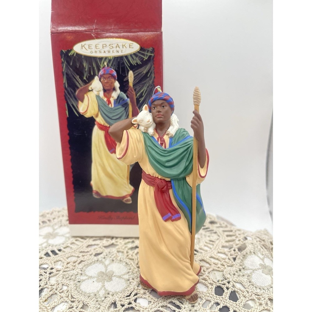 NIB 1996 Hallmark Keepsake Christmas Ornament Kindly Shepherd African FX - Picture 3 of 6